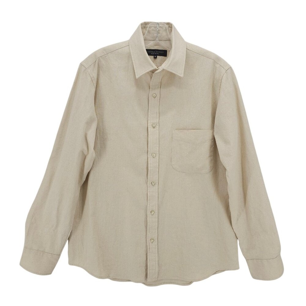 GENERAL SUPPLY Made in USA Shirt Natural Beige Canvas EUC Size MEDIUM
